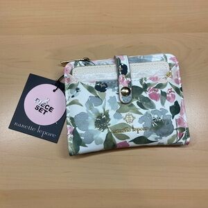 Nanette Lepore Floral Compact 2 Piece Wallet Set- White, Pink & Green